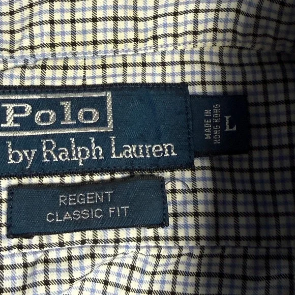 Polo Ralph Lauren Button Down Mens L Blue Regent Classic Fit Check Shirt 13070 - Picture 2 of 7